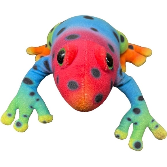 VINTAGE Ganz Rainforest Frog Plush Stuffed Animal H14394 Multicolored Rainbow - Picture 3 of 11